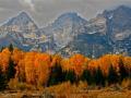 GRAND TETON NATIONAL PARK -- NOTICE THE SPLIT ON THE CENTER MOUNTAIN