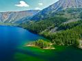 ISLAND IN THE SKY - MYSTIC LAKE AERIAL SHOT -  ABSARORKA WILDERNESS AREA, MONTANA