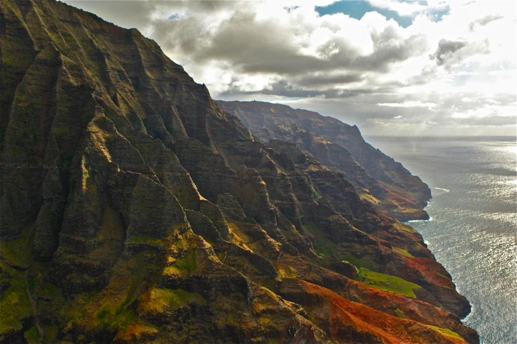 SUNSETS AND SILVERY SEAS ON THE NAPALI COAST-AERIAL