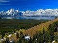 EARLY MORNING CLOUDS GRAND TETONS, WYOMING - JACKSON LAKE IN THE FOREGROUND