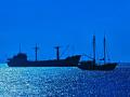 MOONLIT MOORING -GRAND CAYMAN-THE OLD AND THE NEW - COPYRIGHT STEVE QUAYLE