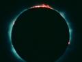 A SOLAR ECLIPSE WITH THE FLARES RISING OFF THE SURFACE OF THE SUN KNOWN AS "DIAMOND RINGS" - GREAT DARKNESS IS ABOUT TO COVER THE WORLD