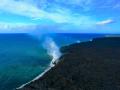 NICE COASTAL SHOT OF NEW HAWAIIAN LAVA FLOW SHOWING LAND CREATION-'BIG ISLAND'