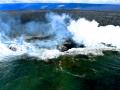 LAVA REACHING THE SEA ON THE BIG ISLAND - THIS WAS TAKEN WITH A WIDE ANGLE LENS 50 FEET AWAY FROM THE LAVA -- THE SMELL OF SULFUR AND THE HEAT WAS ASTONISHING