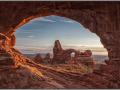 "OPTICAL ILLUSION" AS YOU LOOK THROUGH THE ARCH--- THE CYCLOPEAN EYE IS LOOKING BACK AT YOU! PHOTO BY STEVE WALKER-ARCHES NATIONAL PARK UTAH