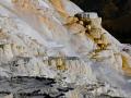 "CLIFF SIDE SOUTH TERRACE" MAMMOTH HOT SPRINGS, YELLOWSTONE PARK - THE BLUR IS A LAMINAR FLOW OF HOT MINERALIZED WATER