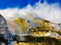 "YELLOWSTONE NATIONAL PARKS" ,MAMMOTH HOT SPRING TERRACES-ARE AN EVER CHANGING THERMAL PAINTING ,WITH EACH COLOR AND IT'S VARIANTS, REPRESENTED BY DIFFERENT THERMOPHILE BACTERIA. WORLD'S MOST IMPORTANT BIO-LAB!